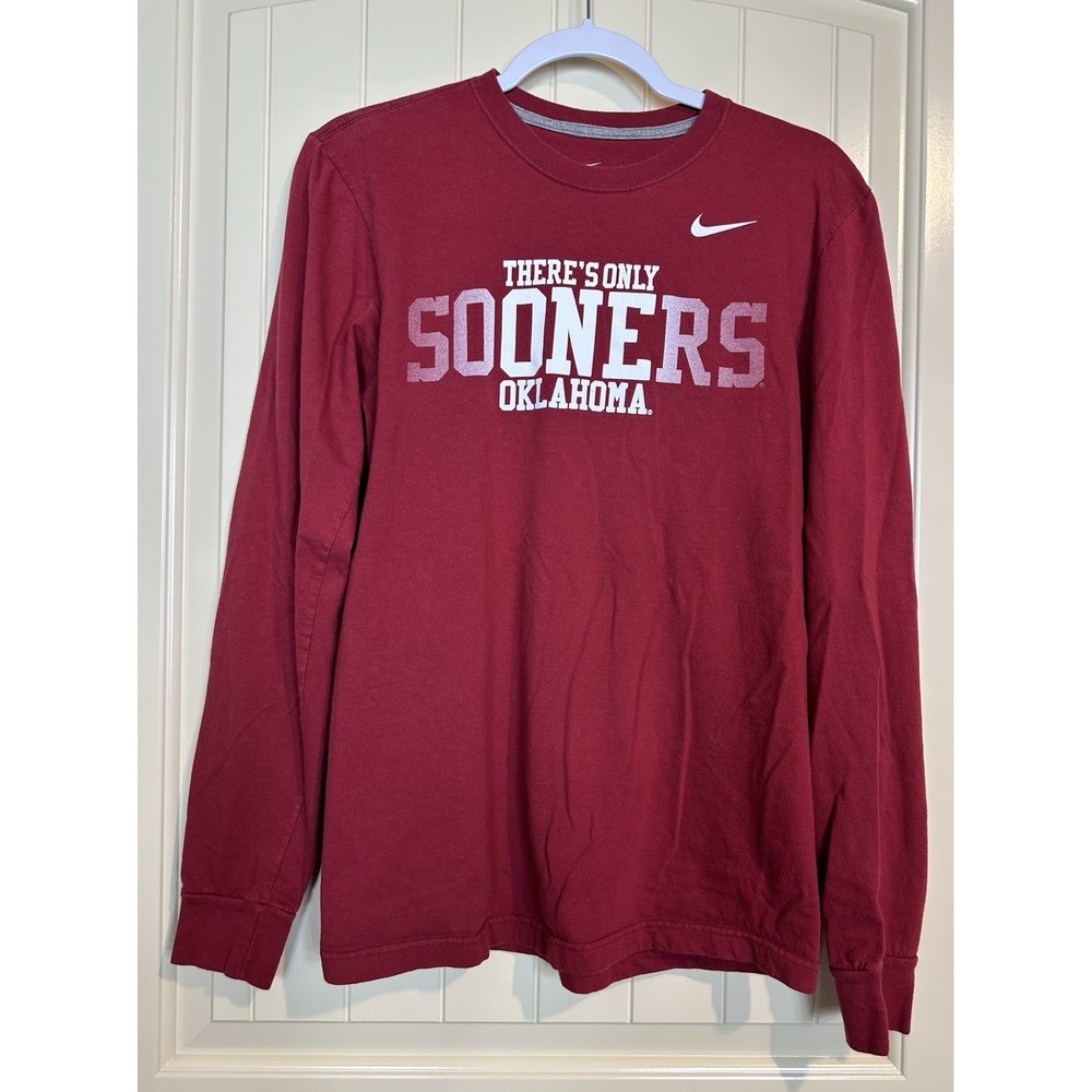 NIKE OU Oklahoma Sooners standard fit red long‎ sleeve t-shirt sz S